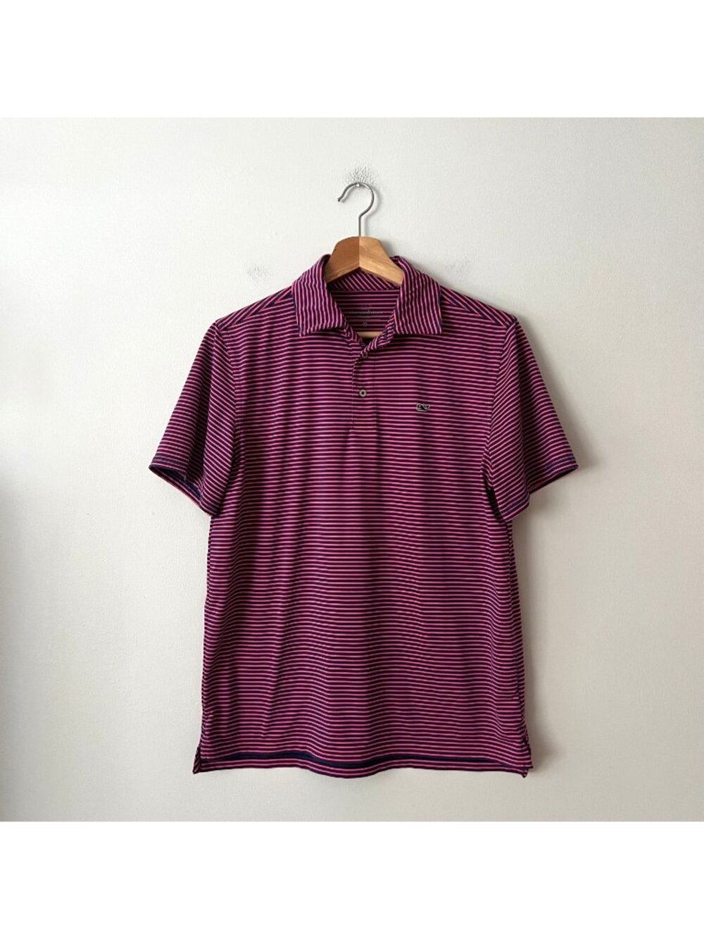 Vineyard Vines Sankaty Navy Blue Pink Striped Polo Shirt Kid's Size XL